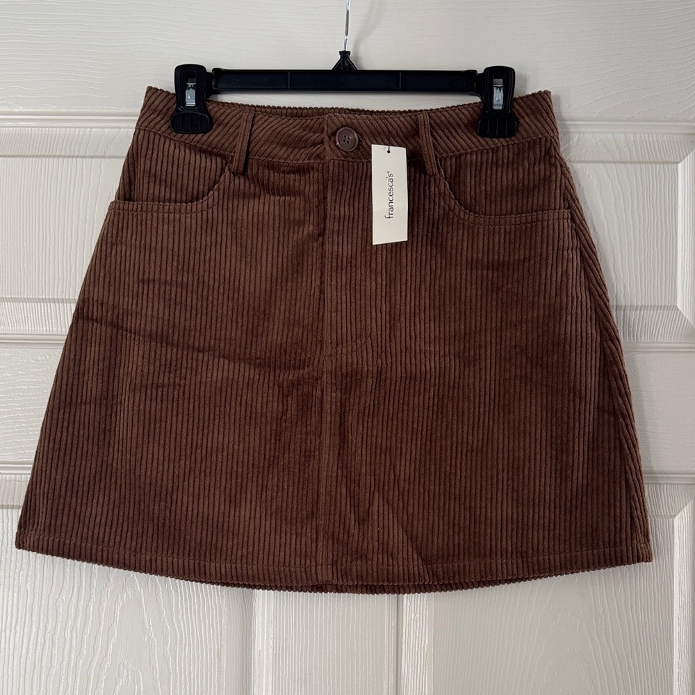 Francesca's Collections Brown Corduroy Mini Skirt